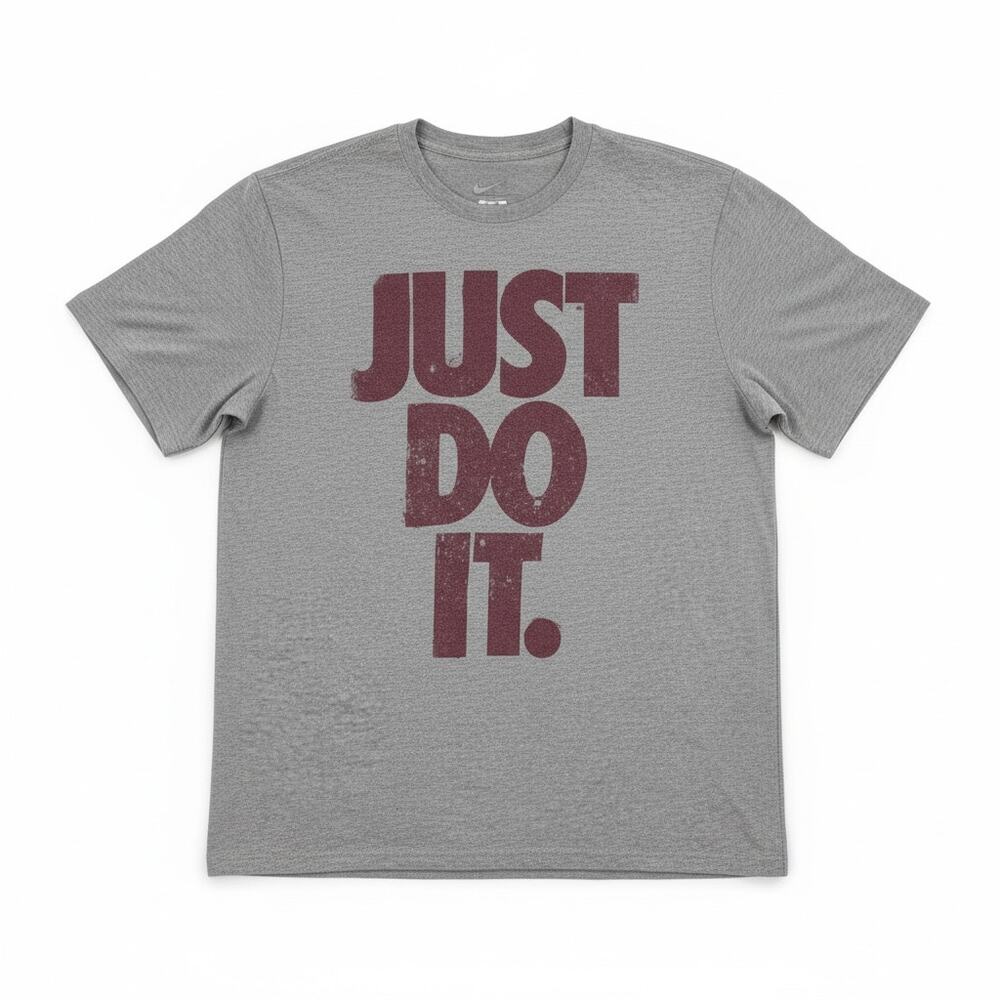 Nike Just Do It Gray Burgundy Graphic T-Shirt - Men's XL